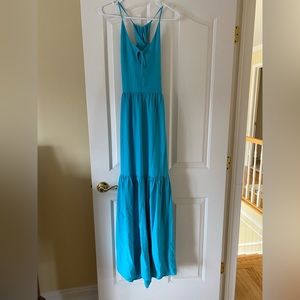 Teal maxi dress with crisscross back